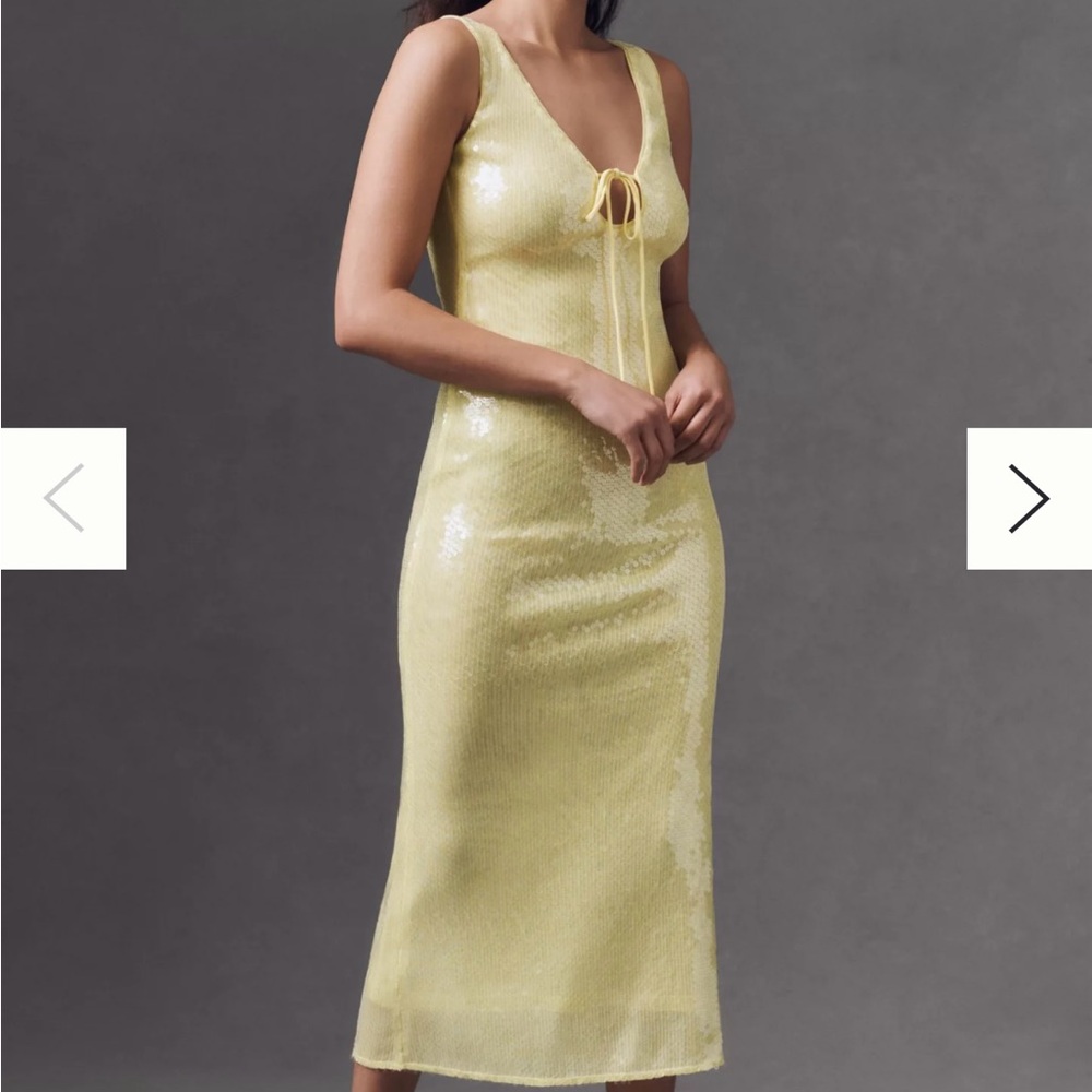 Bardot Yellow Sequin Midi Dress